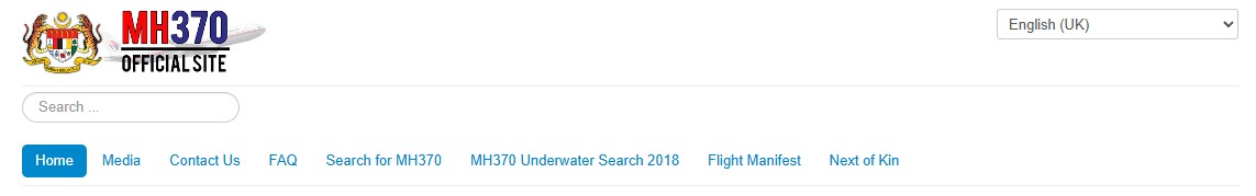 Page header from MH370 Official Site
